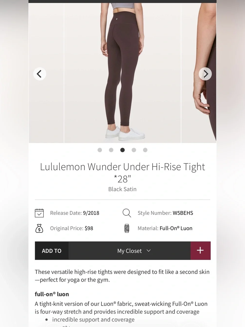 Lululemon Wunder Under Hi-Rise Tight *28